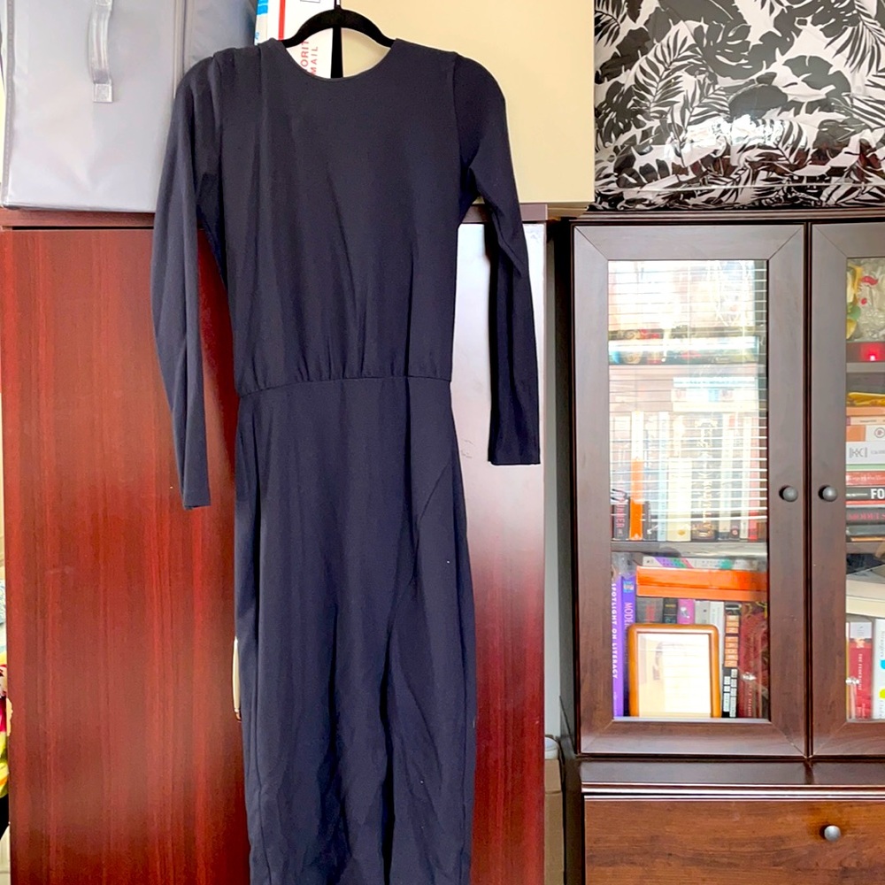 Midi cocktail tight dress with slit